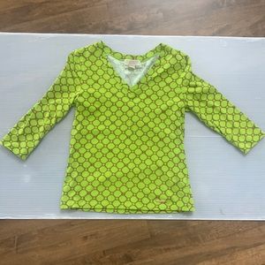 Michael Kors Women’s Small Green V Neck 3/4 Sleeve T Shirt